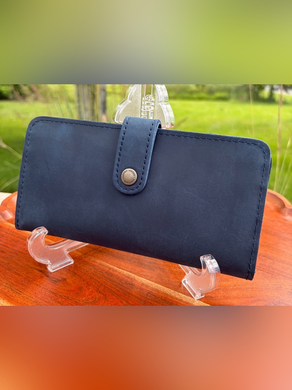 Portland Leather Women’s Bifold Wallet Deep Water Blue EUC - Picture 3 of 14